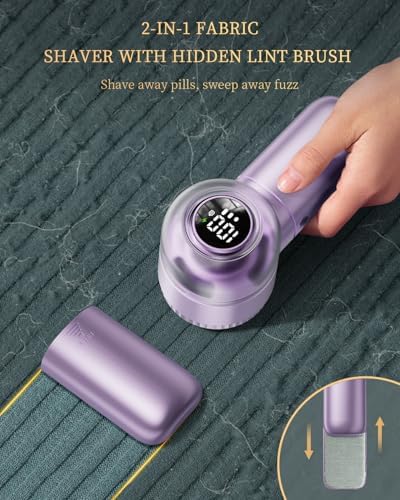 Fabric Shaver with Lint Brush, Large Lint Shaver with Digital Display