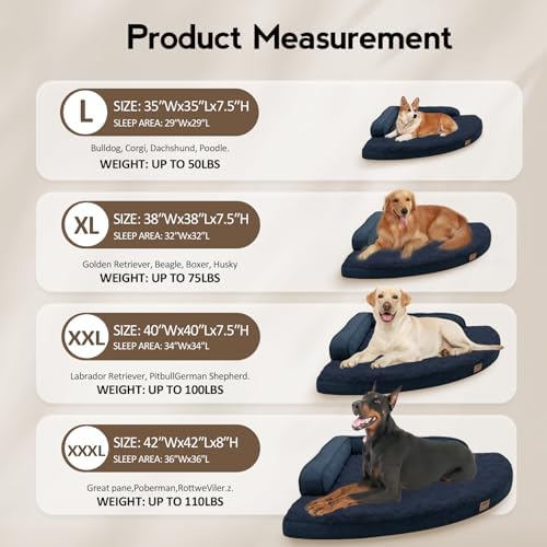 MEKIY Orthopedic Waterproof Dog Bed with Sides for Large Medium Dogs