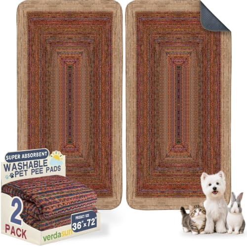 Washable Pee Pads for Dogs 36"x72" 2 Pack Reusable Puppy Potty Pad
