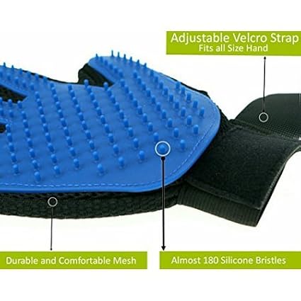 Mr. Peanut's Pet Grooming Glove – 259 Soft Silicone Pins, Breathable Mesh & Adjustable Wrist Strap – Deshedding, Massaging Mitt for Dogs, Cats, Bunnies & Horses