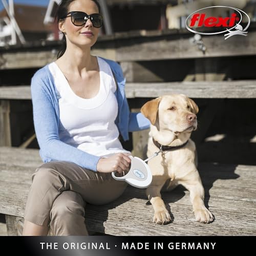 FLEXI® Style Tape Retractable Dog Leash, Medium, 16 ft - White/Grey