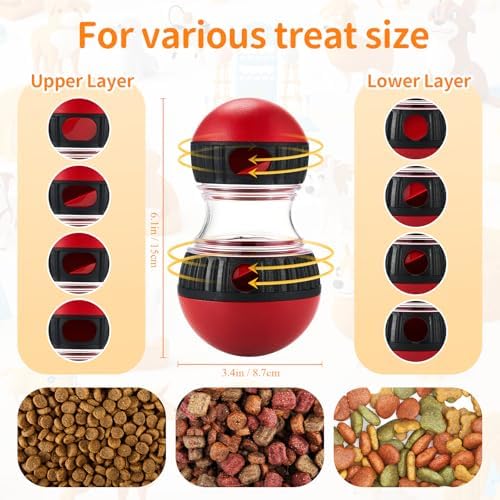 Silipull 2 Pcs Dog Interactive Puzzle Toys Dog Toy Treat Dispenser Rolling Adjustable Food Dispensing Treat Puppy Feeder Slow Feeding for Training Large Medium Chewers Breed Pet Gift Keep Busy