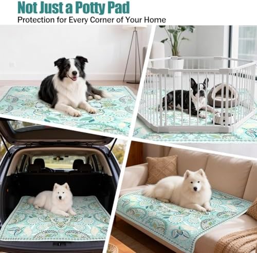 Washable Pee Pads for Dogs, 2 Pack Reusable Puppy Training Pads 31.5"x31.5" Super Absorbent Dog Pee Pad Waterproof Dog Training Pads, Non-Slip Potty Pads, Whelping Pads Blue