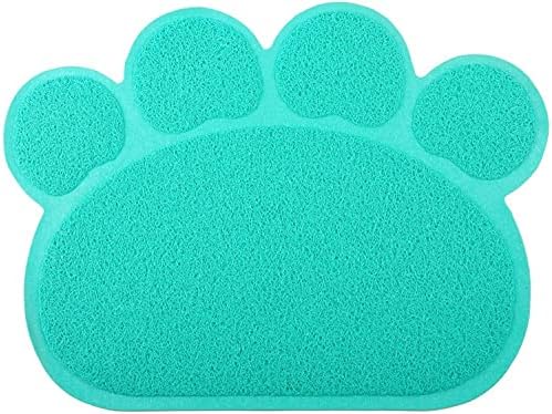DM Paw-Shaped Large Cat Litter Box Mat, 23.5x17.5 Inches (Green)