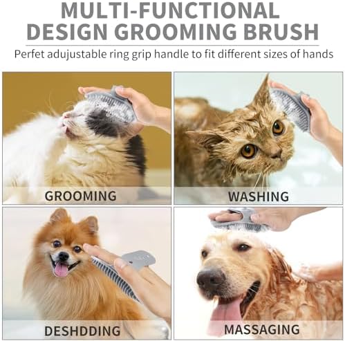 Professional 7 in 1 Dog Paw Cleaner for Dogs & Cats - Includes 1 Portable Paw Washer, 1 Bath Brush, 2 Dog Toothbrushes and 3 Absorbent Towels Note: Fits Paws 2.5 to 3.5 Inches Wide (Large, Grey)