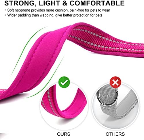 azuza Airtag Dog Collar, Large Dog Collar with Airtag Holder, Hot Pink, L