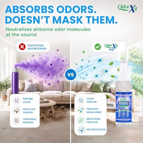 OdorXit Magic Air Odor Neutralizer Spray, Powerful Dog & Cat Urine Odor Neutralizer, Safe Air Refresher for Home, Safe Odor Absorber for Pet, Closet & Any Strong Odor Remover, 2oz