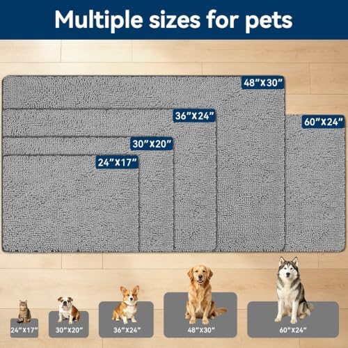 Bcoimo Super Absorbent Dog Door Mat, 60"*24" Anti Slip Mat for Muddy Paws