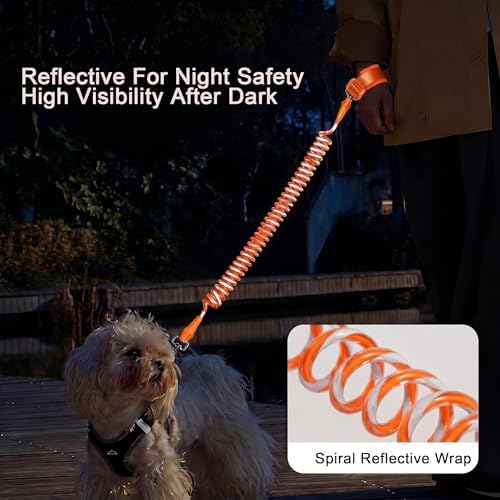 Hands Free Dog Leash Retractable Wrist Small Dogs 22lb Max Orange