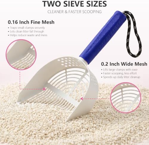 Cat Litter Scoop with Holder, 3 in 1 Metal Kitty Scooper