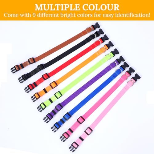 27 Pcs Dog Collars Bulk Adjustable Nylon Puppy Collars for Small Puppies with Quick Release Buckle - 9 Vibrant Colors Pet Collar for Daily Use and Training (Medium Size)