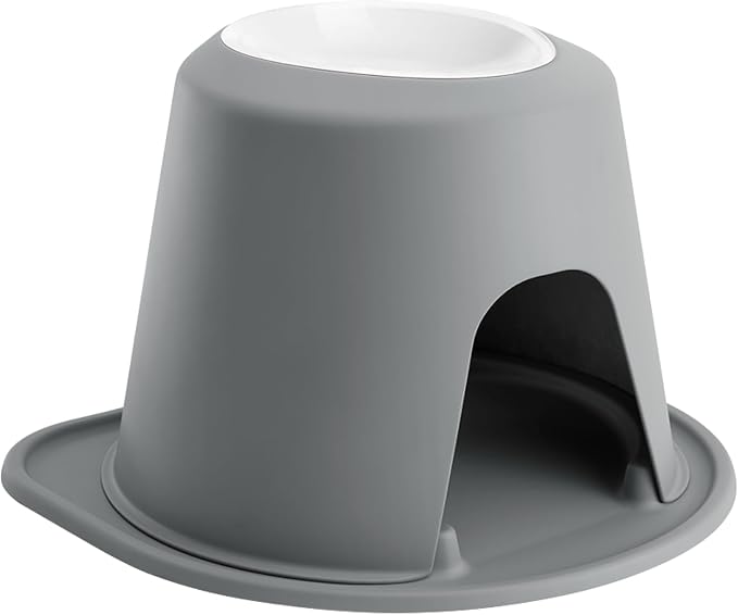 WeatherTech Single High Pet Feeding System w/Plastic Dog/Cat Bowls - 12" High Stand Dark Grey (PSH6412DGDG)