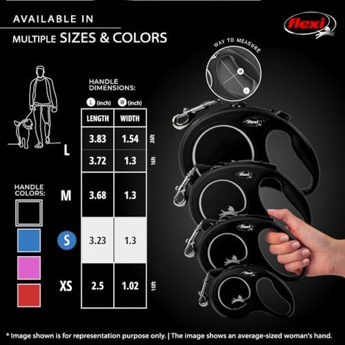 FLEXI® Classic Cord Retractable Dog Leash, Small, 26 ft - Black