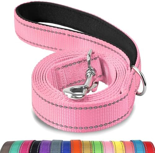 Joytale Reflective Dog Leash for Medium & Large Dogs, 6 FT x 1", Pink