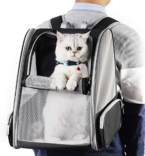 Texsens Innovative Traveler Bubble Backpack Pet Carriers for Cats and Dogs (Black)