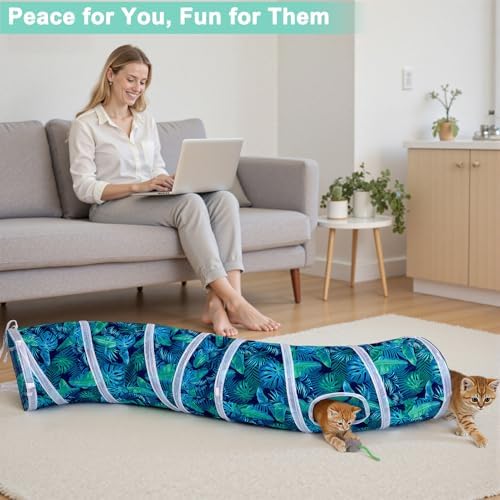 Glittme S-Shape Cat Tunnel, Foldable Cat Tunnels for Indoor Cats