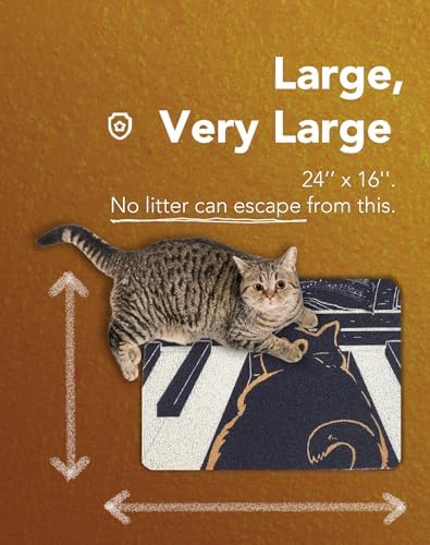 Lukamoo® Cute Cat Litter Mat (24’’x16’’), for Kitty Litter & Cat Litter Box, Independent Artist Designed (Melody)
