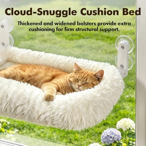Zoratoo Foldable Cat Window Perch, Widened Cushion Cat Bed for Large Cats