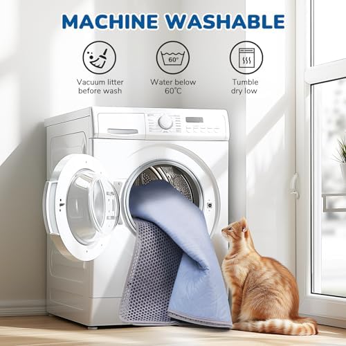 BurgeonNest Cat Litter Mat 47" x 35" XL, Washable Urine-Proof Non-Slip Gray