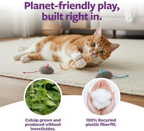 SmartyKat (3 Count) Skitter Critters Catnip Cat Toys - Gray/Cream, 3 Count