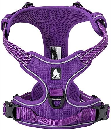 TRUE LOVE Adjustable No-Pull Dog Harness Reflective Vest, Purple, S
