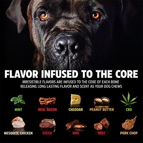 Pet Qwerks Wishbone BarkBone - Nylon Chew Toy for Aggressive Chewers - Bacon Flavor - 8.25" (Pack of 3)