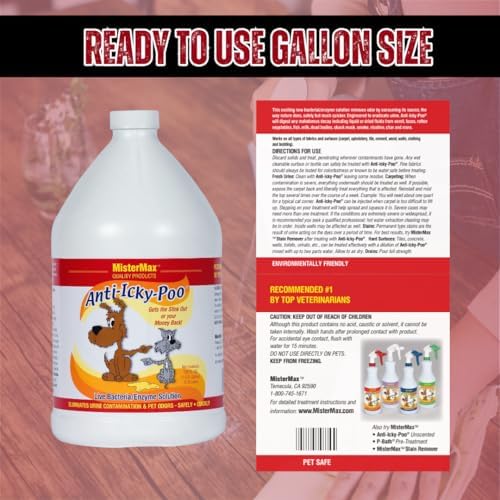 Mister Max Anti Icky Poo Pet Urine Enzyme Cleaner, Original Scent, 1 Gallon