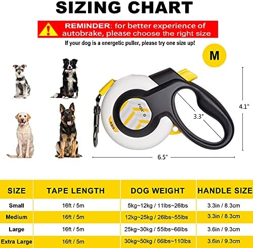 Fida AutoBrake Heavy Duty Retractable Dog Leash, 16 ft, for Dogs that Pull