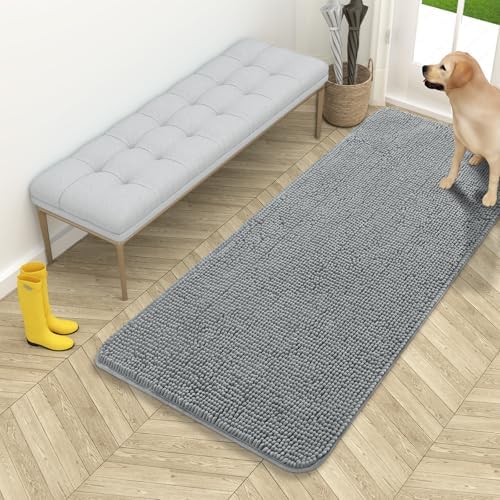 OLANLY Dog Door Mat for Muddy Paws 54x24, Super Absorbent Chenille Mud Mat