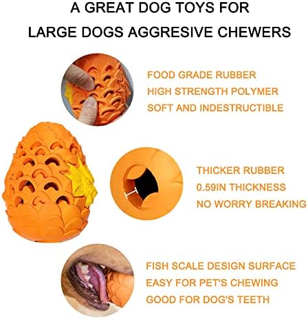 Indestructible Dog Toys for Large Aggressive Chewers - Durable Dragon Egg Dog Toy, Tough Treat Dispensing