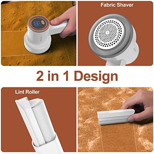HOMEASY Fabric Shaver, Rechargeable Lint Remover for Clothes White