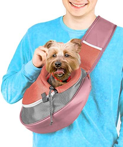 Cuddlissimo Small Dog Sling Carrier, Pet Cat Sling, Puppy Pouch - Red-S