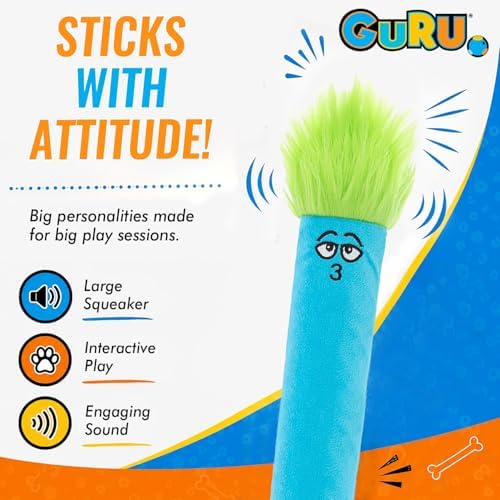 Guru Fry Guys Gary Squeaky Plush Dog Toy with Wild Character Design - Crinkle & Multi-Texture Interactive Dog Toy for Fetch Tug & Thrash Play - Collectible Funny Dog Toy Gift for Large Breeds