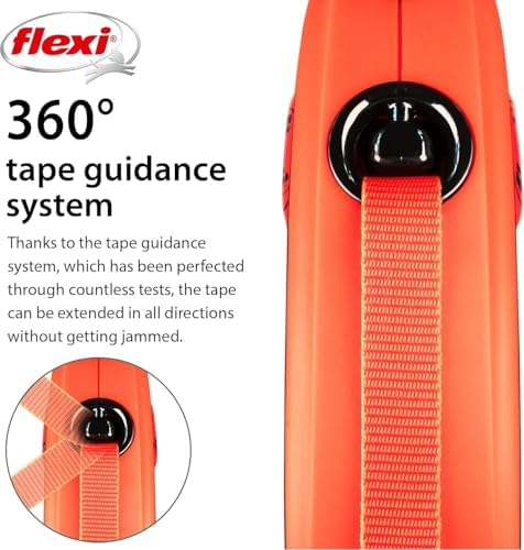 FLEXI® Xtreme Tape Retractable Dog Leash, Small, 16 ft - Orange/Black