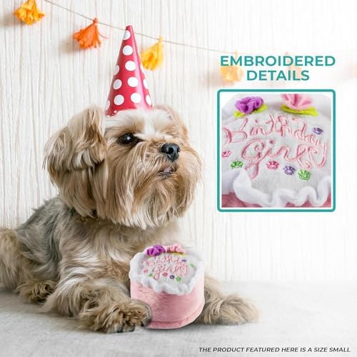 Haute Diggity Dog Birthday Girl Cake Plush Dog Toy, Funny Stuffed Dog Toy