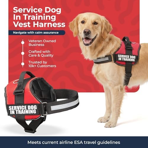 Industrial Puppy Service Dog in Training Vest Harness, XL 30-39 in Red