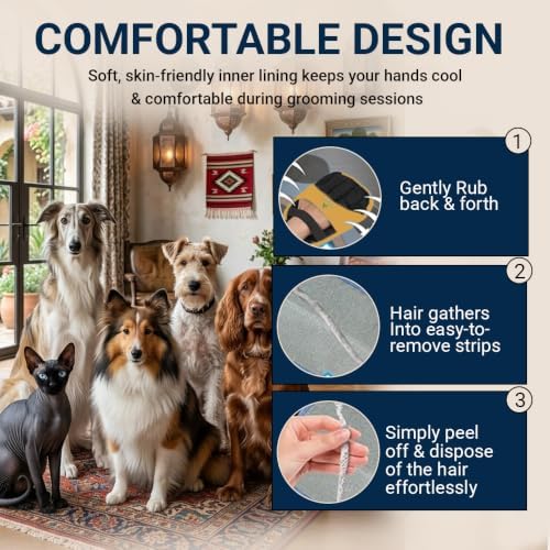 Pet Hair Remover Glove for Dogs & Cats - Reusable Double-Sided Electrostatic Grooming Mitt for Couch, Car Seats, Furniture, Bedding & Clothing - Washable Fur & Lint Removal Tool (1 Pack) Orange