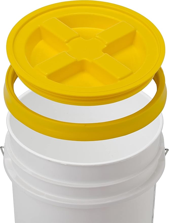 Gamma2 Gamma Seal Lid for Utility Buckets - Fits 3.5, 5, 6 & 7 gallon buckets, Yellow, Made in USA