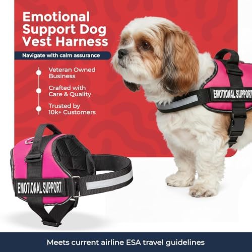 Industrial Puppy Emotional Support Vest Harness, Small 19.5-25, Pink