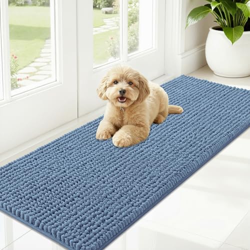OLANLY Dog Door Mat for Muddy Paws 59x20, Extra Absorbent Chenille Mud Mat