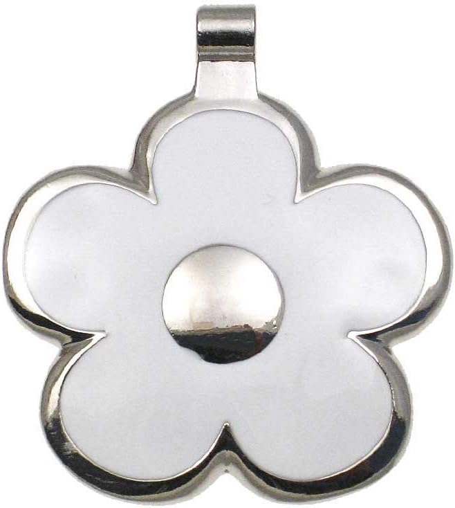 LuckyPet Flower Jewelry Pet ID Tag for Dogs and Cats, Easy to Read Personalized Engraving on Back Side, Small, White