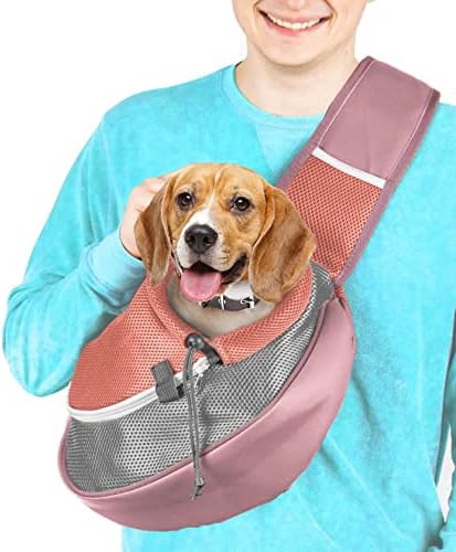 Cuddlissimo Small Dog Sling Carrier, Pet Cat Sling, Puppy Pouch - Red-L