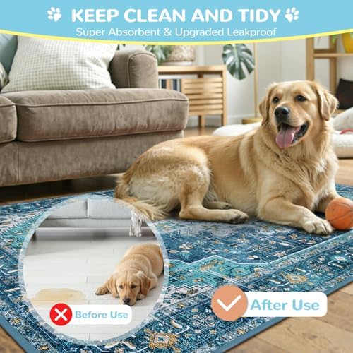 Lahome Super Absorbent & Leakproof Washable Dog Pee Pads - 2 Pack Value Set - Waterproof, Non-Slip Reusable Pads for Puppy Training, Crates & Whelping (24"x24", Blue)
