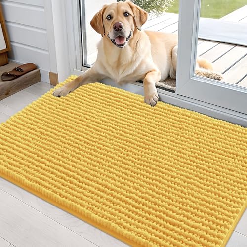 OLANLY Dog Door Mat for Muddy Paws 36x24, Extra Absorbent Chenille Mud Mat