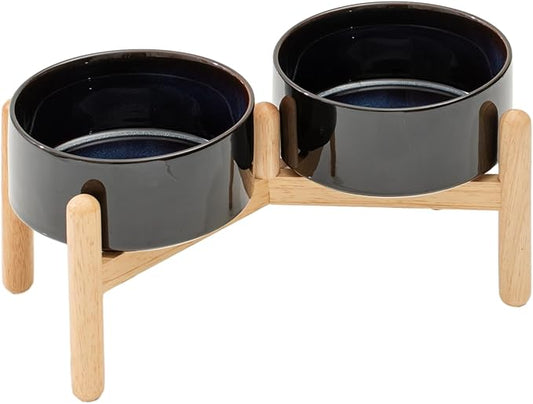 Havniva 6.1inch Ceramic Raised Dog Bowl with Stand, Double Dog Bowls Elevated for Small and Medium Breed Dog Food and Water Bowl Set Non-Slip Dog Dish Large Capacity Feeding Pet Water Bowl