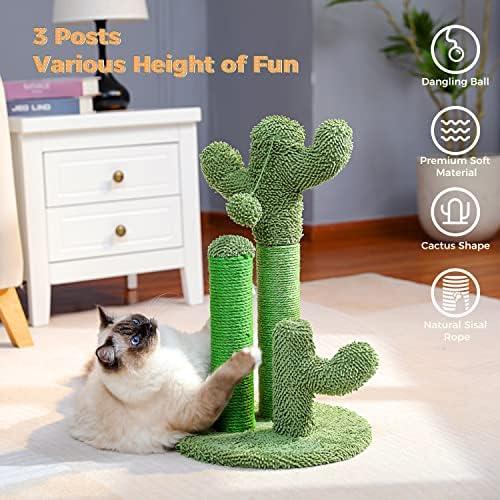 PAWZ Road Cat Scratching Post 23” Cactus Cat Scratcher with Toy Ball
