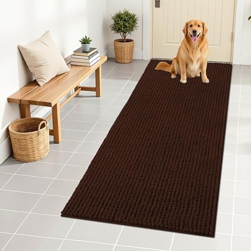 OLANLY Dog Door Mat for Muddy Paws 59x24, Extra Absorbent Chenille Mud Mat