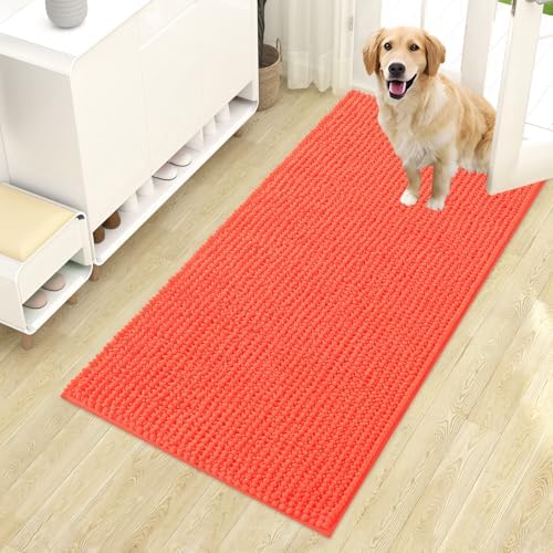 OLANLY Dog Door Mat for Muddy Paws 44x24, Extra Absorbent Chenille Mud Mat