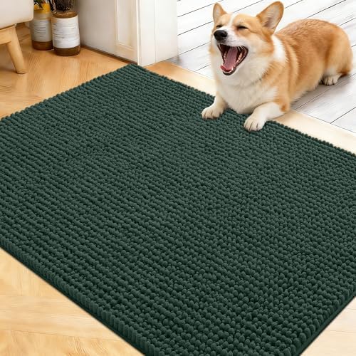 OLANLY Dog Door Mat for Muddy Paws 40x32, Extra Absorbent Chenille Mud Mat
