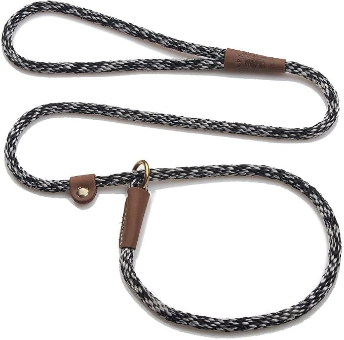 Mendota Pet Slip Leash - Dog Lead and Collar Combo - Made in The USA - Salt & Pepper, 3/8 in x 6 ft - for Small/Medium Breeds